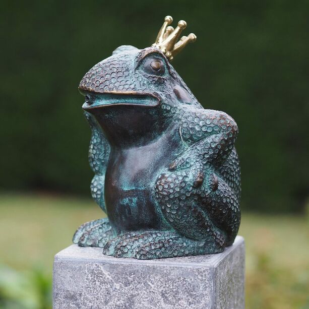 Grüner Froschkönig als Bronze Wasserspeier - Froschkönig Juran