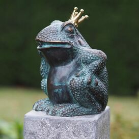 Grüner Froschkönig als Bronze Wasserspeier - Froschkönig...
