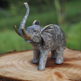 Kleine Bronze Elefanten Dekofigur mit grauer Patina -...