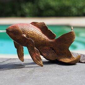 Fisch Wasserspeier aus Bronze in Orange - Fisch Timo