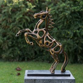 Steigende Pferd Bronze Gartenfigur - modern - Felltela