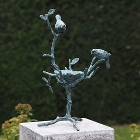 Baum mit Vogelnest - Bronze Gartenskulptur - Avesine