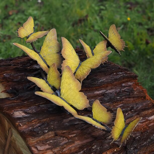 Schmetterlinggruppe - Gelbe Bronze Tierfigur - Schmetterlinge