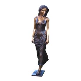 Lebensgroe Frauenstatue mit Kleid aus Bronze - Adelinde