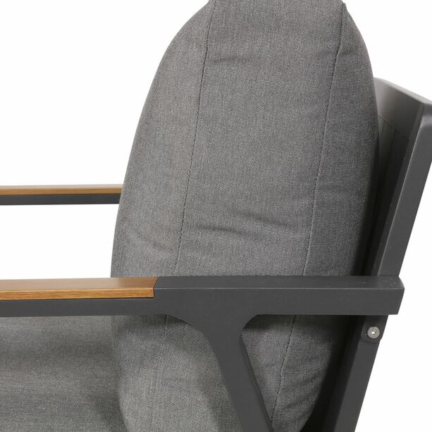 Grauer Outdoor-Stuhl und Hocker als Set - Alu - Briun Sitzmöbel