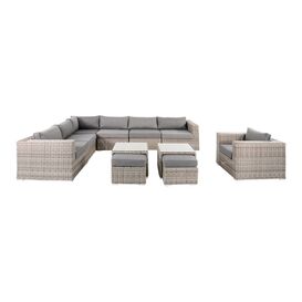 Groe Loungegruppe mit Rattan-Optik in grau - Loungeecke...