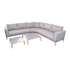 Graues Lounge Ecksofa aus Aluminium mit Tisch -...