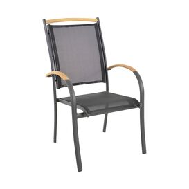 Stapelbarer Stuhl mit Teakholz in Anthrazit - Stuhl Minzo