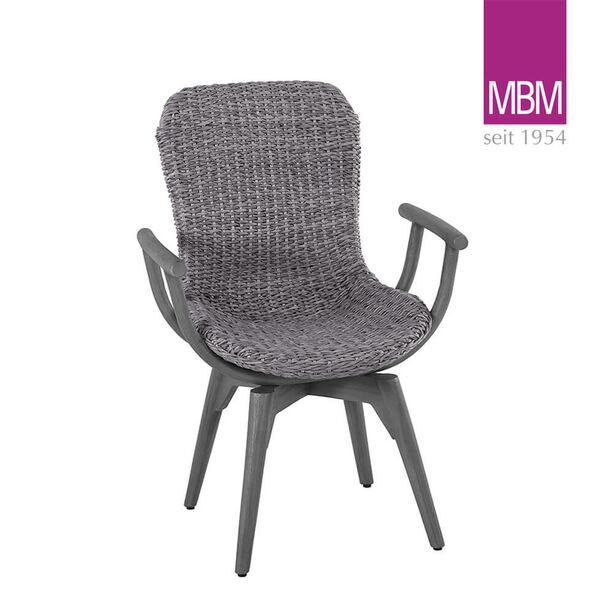 Komfortabeler Sessel fr den Garten in Stone Grey mit Armlehnen - MBM - Sessel Orlando
