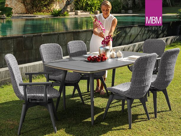 Komfortabeler Sessel fr den Garten in Stone Grey mit Armlehnen - MBM - Sessel Orlando