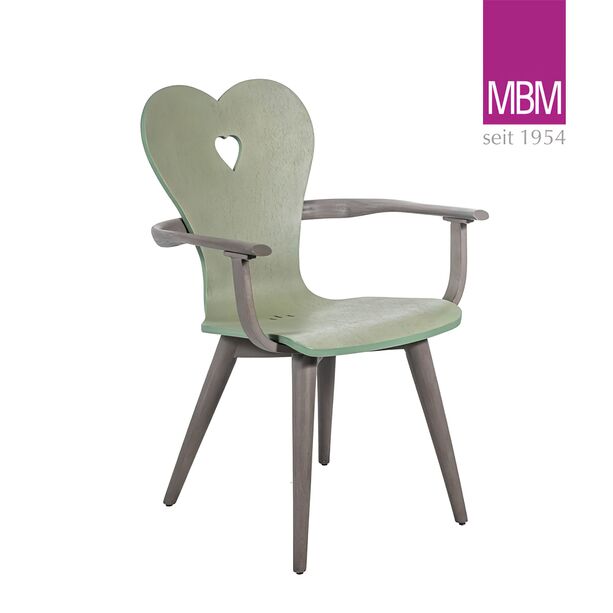 Blau-grner Garten-Sessel mit Herzmotiv von MBM - Sessel Alpenblick