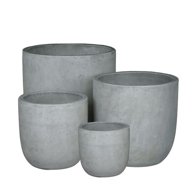 Outdoor Pflanztopf 4er Set - Glasfaser-Beton - Zement grau - Nalani