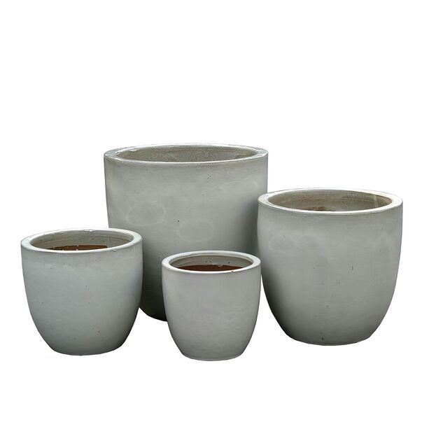 4er Set Pflanzkbel fr drauen - Keramik - wei - Kalugeo