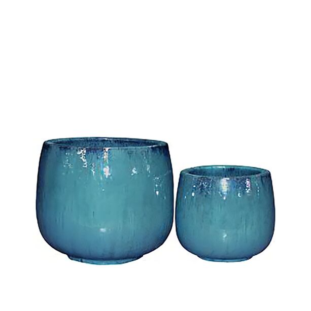 2er Set Pflanzkbel fr drauen - Keramik - Blaugrn - Ziterano