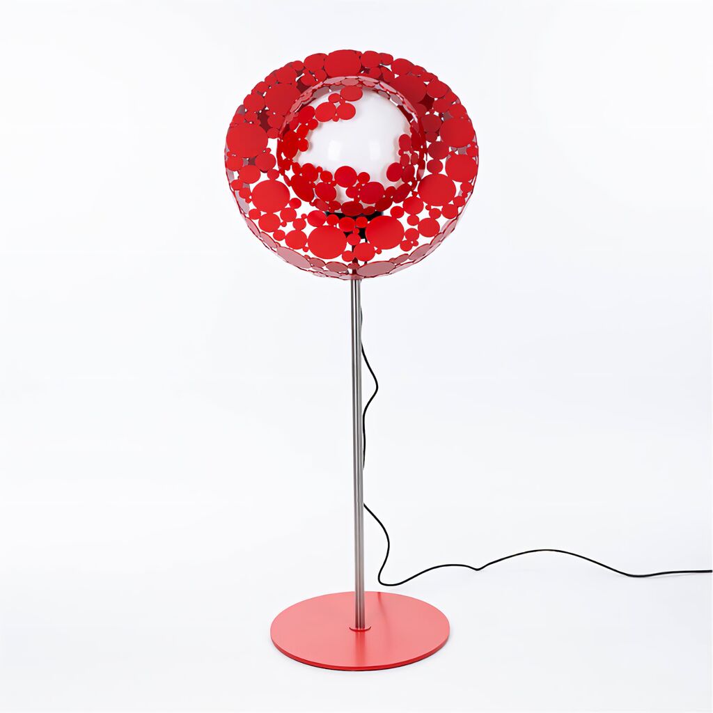 Image of Wetterfeste kugelförmige Lampe aus Metall - Matias / 60cm / ein Fuß / Rot