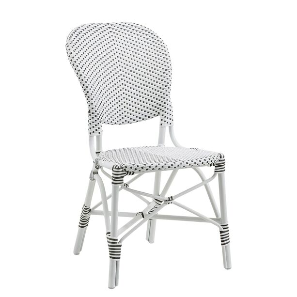 Eleganter Stuhl in Weiß für den Garten mit Punkte Muster - Gartenstuhl Karina