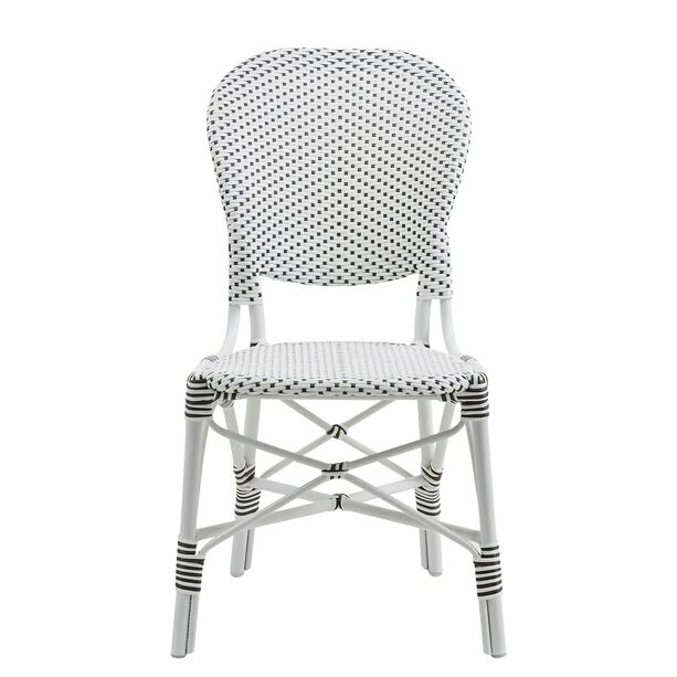 Eleganter Stuhl in Weiß für den Garten mit Punkte Muster - Gartenstuhl Karina