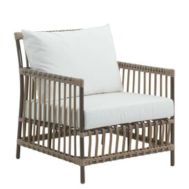 Brauner Outdoor Loungechair aus Alu Rattan fr die...