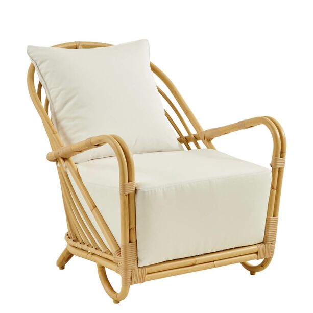 Extravaganter Lounge Sessel aus Alu Rattan mit Armlehnen in hellbraun - Loungesessel Blenda