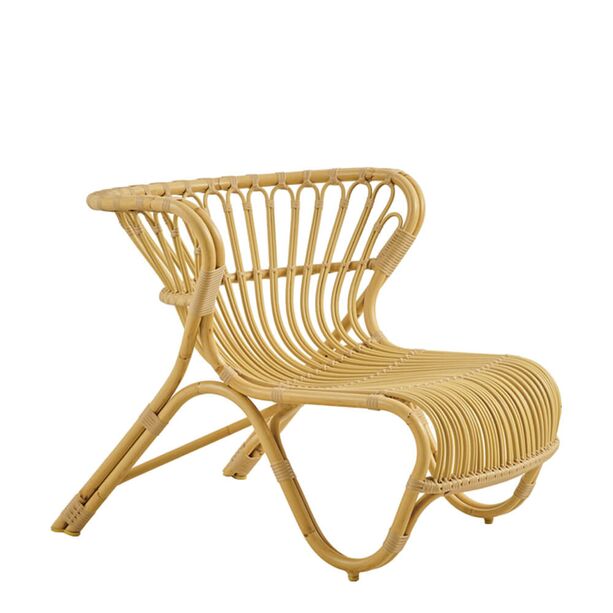 Outdoor-Loungestuhl in hellem Braunton aus Alu-Rattan - Loungesessel Minja