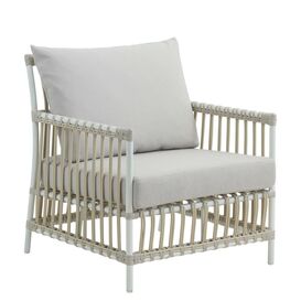 Lounge-Sessel aus Alu-Rattan in Wei� mit Sitz- und R�ckenkissen - Loungechair Caya / ohne Sitz- und R�ckenkissen