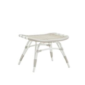 Wetterfeste Fu�bank in Wei� mit Rattan-Look - Fu�bank Elina / ohne Kissen