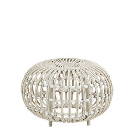 Kugeliger Beistelltisch aus Alu Rattan in verschiedenen Farben - Beistelltisch Vinni / Wei� / 55cm