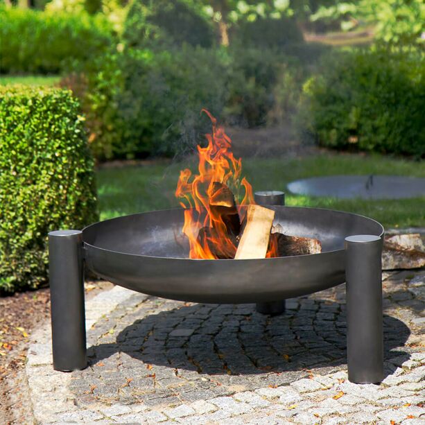 Stahl Feuerschale mit zylinderförmigen Beinen - für Garten und Terrasse - Ogan Feuerschale