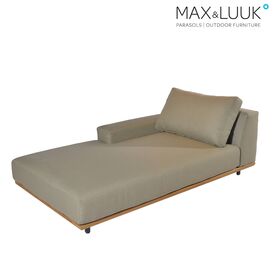 Teakholz Chaiselongue mit Armlehne rechts und Kissen von...