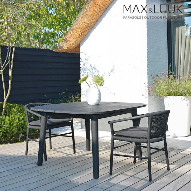 Langer Esstisch fr den Garten von Max & Luuk aus dunklen Teakholz - Lennon Tisch