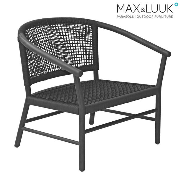 Breiter Lounge Chair aus dunklen Teakholz von Max & Luuk - Kevin Loungesessel