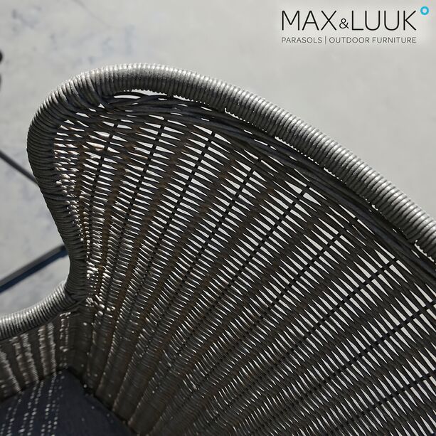 Dunkler Max & Luuk Gartenstuhl mit Stahlgestell und geflochtener Sitzschale - Iris Stuhl