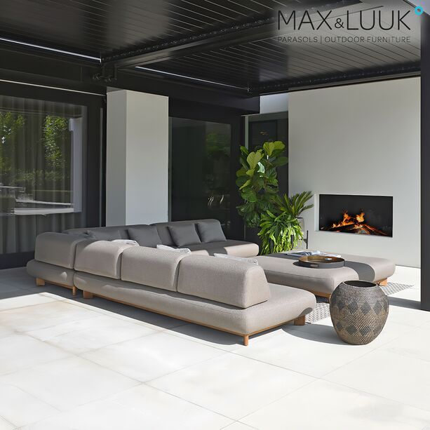 Max & Luuk 3-Sitzer Loungebank aus Teak fr die Sitzecke im Garten - Liam Loungebank