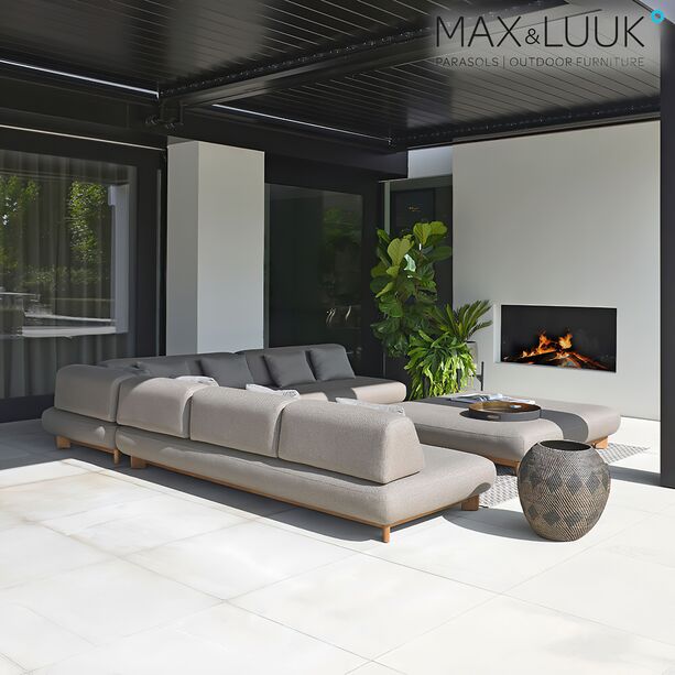 Braune 4-Sitzer Lounge mit Teakholzgestell von Max & Luuk - Liam Loungebank