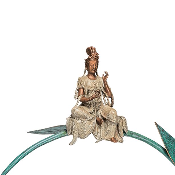 Buddhistische Gottheit sitzend auf Lotuszweig - Skulptur aus Bronze - Tara