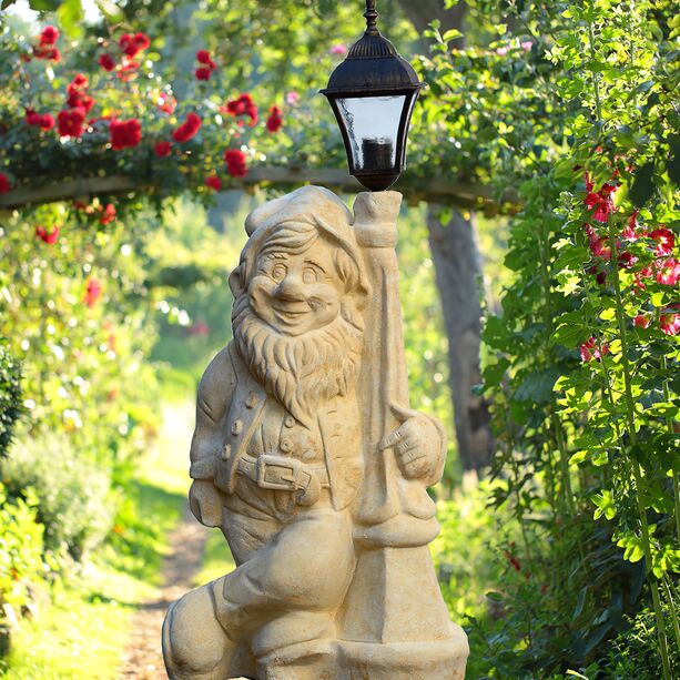 Stein Gartenzwerg gro mit Laterne - Rudolphus