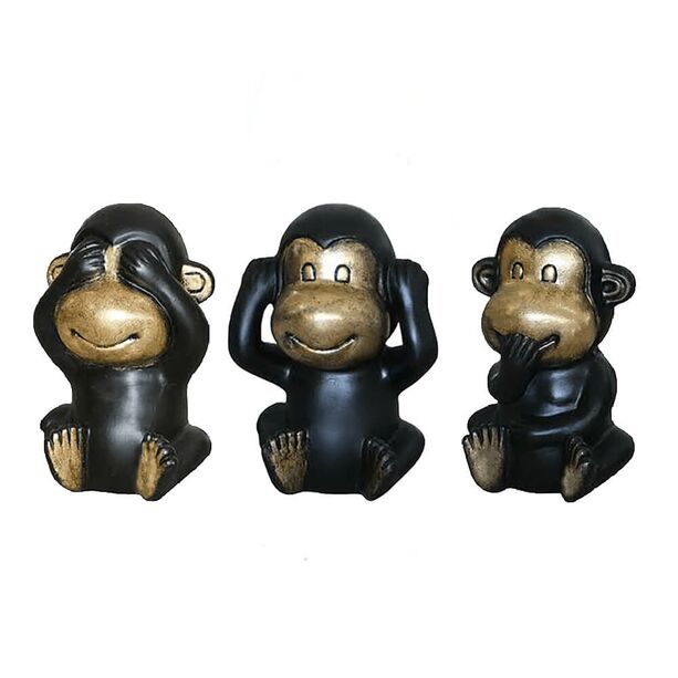 3er Set Affen - Figuren aus Polystone - Indoor - Konfuzius