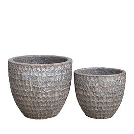 2er Set Pflanzgefe aus Keramik - Rund - Kupfer - Chewe