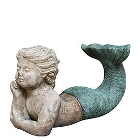 Meerjungfrau Figur aus Keramik - Terrakotta mit farbiger...