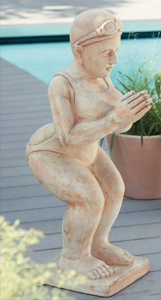 Deko Figur Schwimmerin aus Terrakotta - Waltraud