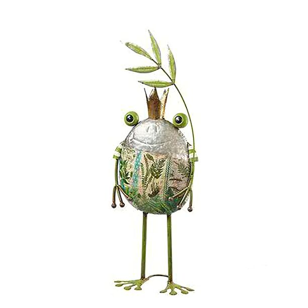 Deko Figur Frosch mit Blatt - Grn - Metall - Keanu