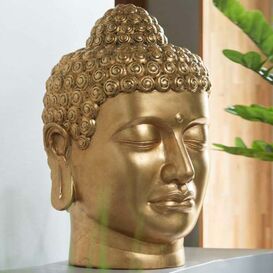 Buddha Kopf - Deko aus Polystone - Gold - Indoor - Abud