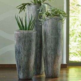 XXL Pflanzvase aus Polystone - Indoor - Silber - Mit...