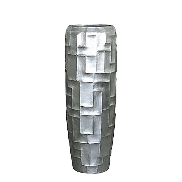 Edle XXL Vase aus Polystone - Silber- Indoor - Mit Einsatz - Abeni