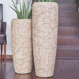 XXL Indoor Pflanzvase mit Einsatz aus Polystone - Braun -...