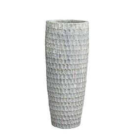 XXL Pflanzvase in antikem Design - Outdoor - Keramik - Eliam / 95x38cm (HxDm) / Wei�