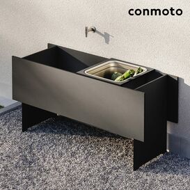 Gro�er Wassertrog f�r Gartenk�chen aus HPL - 115cm - Bacino Wassertrog / Anthrazit / Basis