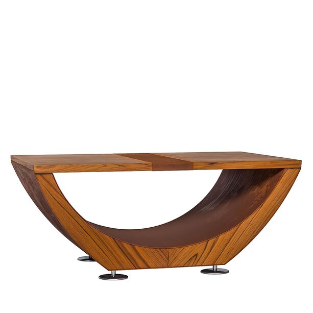 Eleganter Outdoor Tisch aus Holz und Stahl mit Ablage - Masuria - Narie Couchtisch