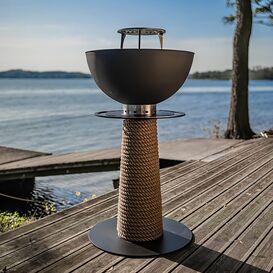 Runder S�ulengrill von Masuria aus Stahl f�r den Garten in schwarz - Juno Grill / 101x60cm (HxDm) / nein