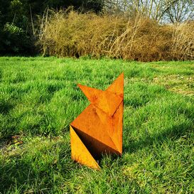 Origami Skulptur Fuchs in Rostoptik fr den Garten -...